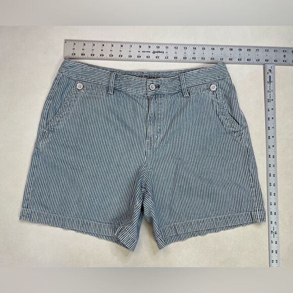 Polo Jeans Ralph Lauren Denim Jean Shorts Women Size 14 Blue White Striped - Picture 5 of 5